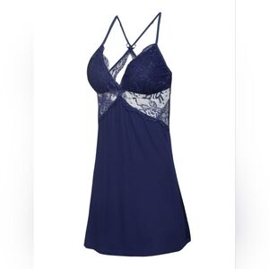 Clothes: Womens Navy Blue Nightgown (LARGE) Avidlove ♡